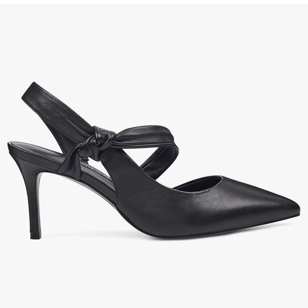 Nine West Mamelu Black Pointed Slingback Knot‎ Strap Pump 9.5 M